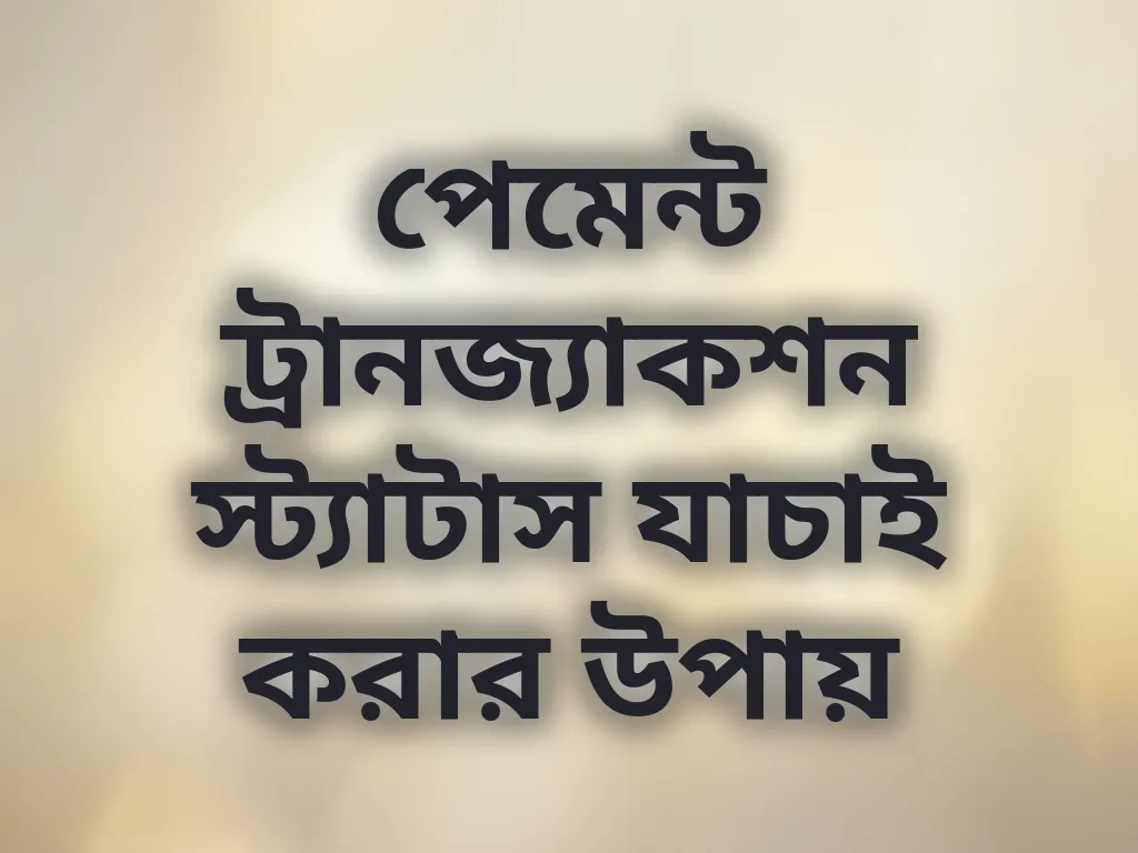 পেমেন্ট ট্রানজ্যাকশন স্ট্যাটাস যাচাই করার উপায়